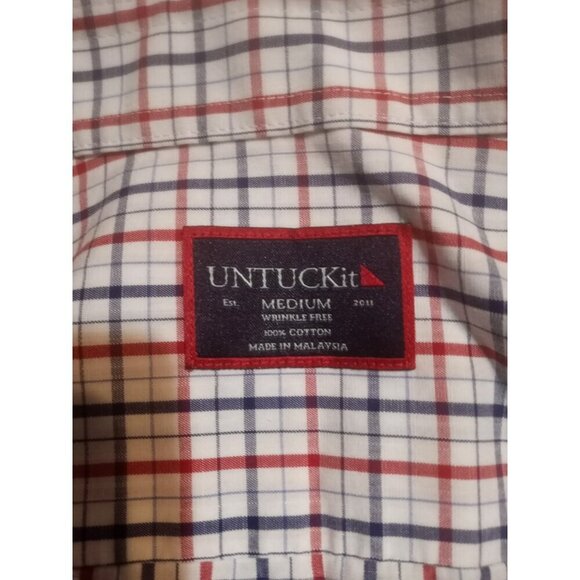 UNTUCKit Kesser WF Wrinkle-Free Plaid Button Down Shirt Men's Medium M White - Picture 7 of 10